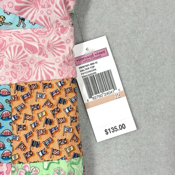 Vineyard Vines Top Womens 12 Patchwork Halter Marthas Vineyard Coastal Beach NWT - Picture 3 of 12
